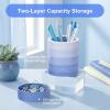 Comix Calender Pen Holder for Desk, Cute Platsic Pencil Holder, Green Desk Organizer for Home School Office Supplies(Blue)