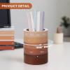 Comix Calender Pen Holder for Desk, Cute Platsic Pencil Holder, Green Desk Organizer for Home School Office Supplies(Brown)