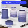 Comix Calender Pen Holder for Desk, Cute Platsic Pencil Holder, Green Desk Organizer for Home School Office Supplies(Purple)