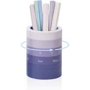 Comix Calender Pen Holder for Desk, Cute Platsic Pencil Holder, Green Desk Organizer for Home School Office Supplies(Purple)