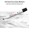 Comix Dry Erase Markers, Black Color, 4 Sets of 36 Markers, 144 Markers Total, Chisel Tip Whiteboard Makrers for Classroom, Teachers, Office, School Supplies(Black Color)