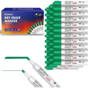 Comix Low Odor Dry Erase Markers, Chisel Tip, Red Color, 36 Count Whiteboard Marker for Office, School, Classroom, Teachers(Green Color 36 Count)