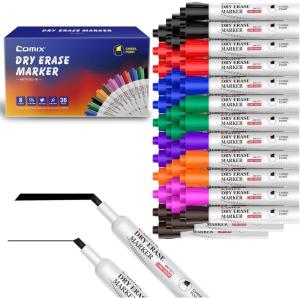Comix Low Odor Dry Erase Markers, Chisel Tip Whiteboard Marker, 8 Assorted Colors Pack of 36 Markers for Classrooms Offices & Home Offices