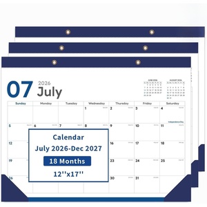 COMIX Desk Calendar 2026-2027, 17″ x 12″ Monthly Desktop Planner Pad with Frosted Cover, 18 Months July 2026 to December 2027, Thick 120 GSM Paper for Office School Home(3pack-navy Blue Minimalist)