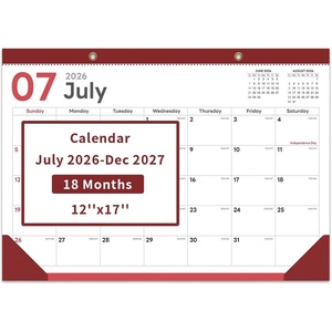 COMIX Desk Calendar 2026-2027, 17″ x 12″ Monthly Desktop Planner Pad with Frosted Cover, 18 Months July 2026 to December 2027, Thick 120 GSM Paper for Office School Home(Wine Red Minimalist)