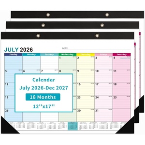 COMIX Desk Calendar 2026-2027,17″ x 12″ Monthly Desktop Planner Pad with Frosted Cover,18 Months July 2026 to December 2027,Thick 120 GSM Paper for Office School Home(3pack-colorful Minimalist)